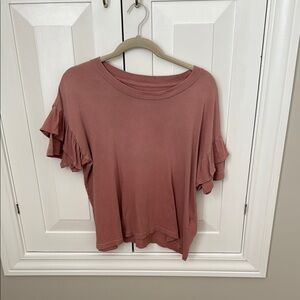 Women's Current Elliott Ruffle Sleeve Top - Mauve